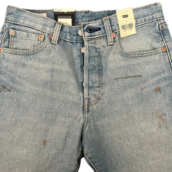 Levi's 501 Button Fly Stretch Paint Splatter Thrashed Destroyed Shorts Sz 28 Nwt - Picture 3 of 6